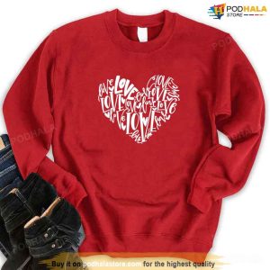 Love Heart Valentine’s Day Typography Unisex Valentines Day Sweatshirt