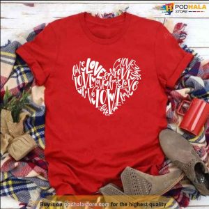 Love Heart Valentine's Day Typography Unisex Sweatshirt Unisex T shirt 2