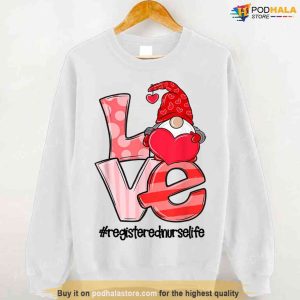 Love Registered Nurse Life Heart Gnome Nursing Unisex Hoodie 2