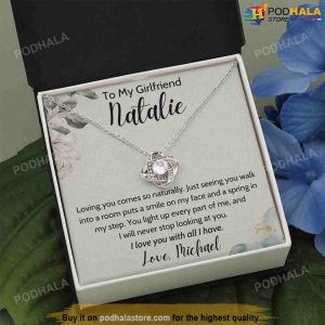 Message To My Girlfriend, Valentines Necklace With Personalized Name