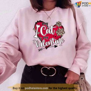 My Cat Is My Valentine Red Leopard Heart Cats Paw Unisex Sweatshirt
