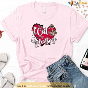 My Cat Is My Valentine Red Leopard Heart Cats Paw Unisex Sweatshirt 2