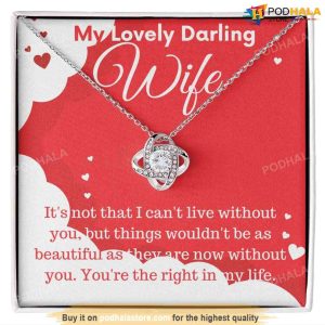 My Lovely Darling Wife Love Knot Beauty Necklace with Card, Best Valentine Gift For Wife