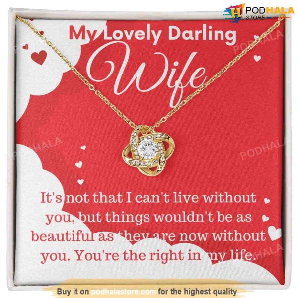 My Lovely Darling Wife Love Knot Beauty Necklace with Card, Best Valentine Gift For Wife
