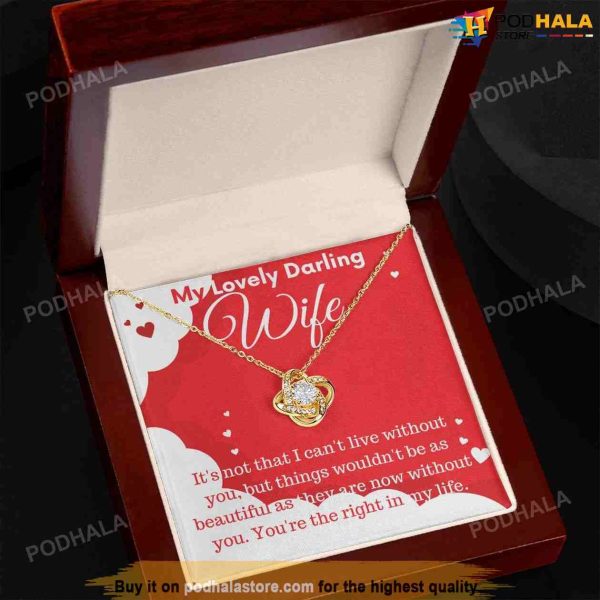 My Lovely Darling Wife Love Knot Beauty Necklace with Card, Best Valentine Gift For Wife