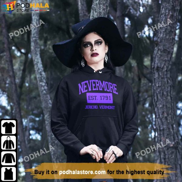 Nevermore Academy Hoodie, Adult Wednesday Addams Shirt, The Addams Family