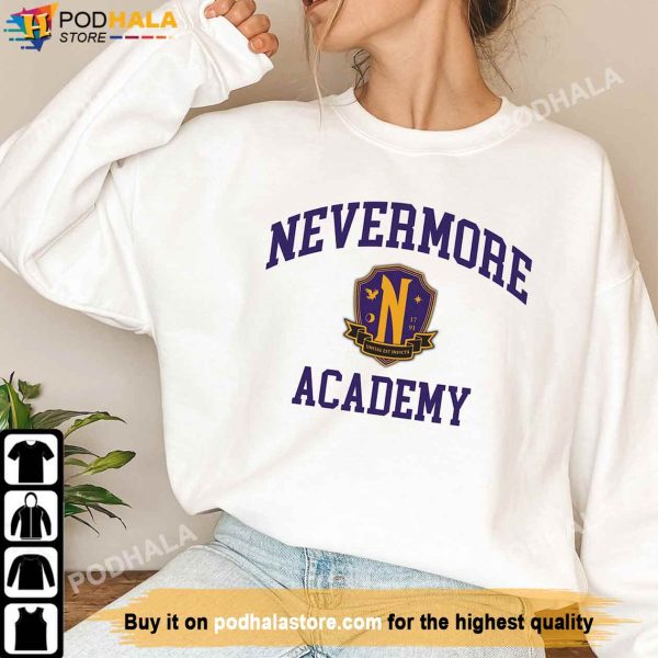 Nevermore Academy Sweatshirt, Addams Family Costume, Wednesday Addams Shirt