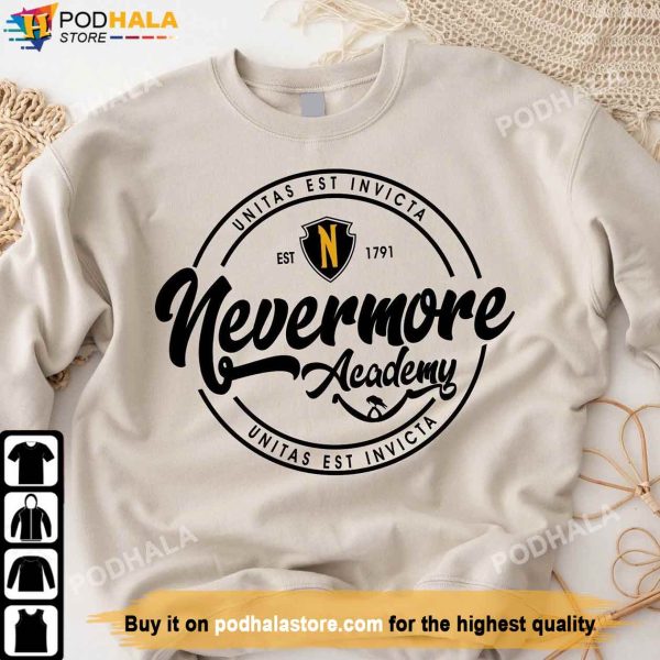 Nevermore Academy Sweatshirt Est 1791, Addams Family Retro Movie Sweater