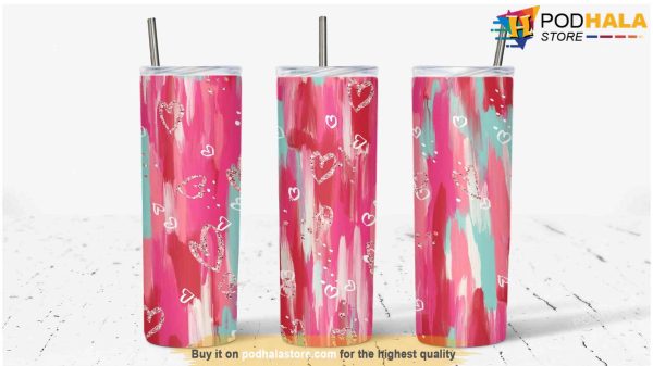 Painted Heart Valentines Tumbler, Best Valentines Day Gifts
