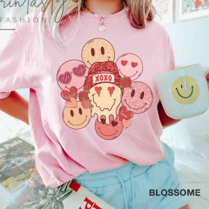 Retro Smiely Faces Xoxo Valentines Day Funny Shirt For Couples