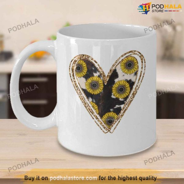 Sunflower Heart Valentine Coffee Mug, Valentine Gift For Girlfriend
