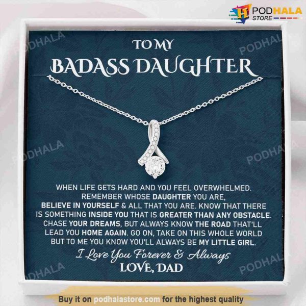 To My Badass Daughter Necklace, Valentines Gift For Daughter From Dad