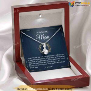 To My Beautiful Mom Necklace With Message Card Moms Valentine Gift 2