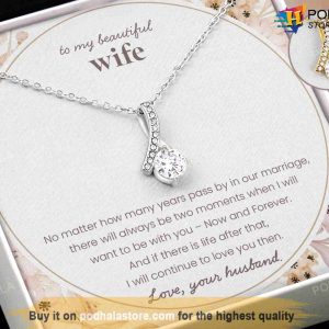 To My Beautiful Wife Necklace with Message Card, Best Valentine Gift For Wife