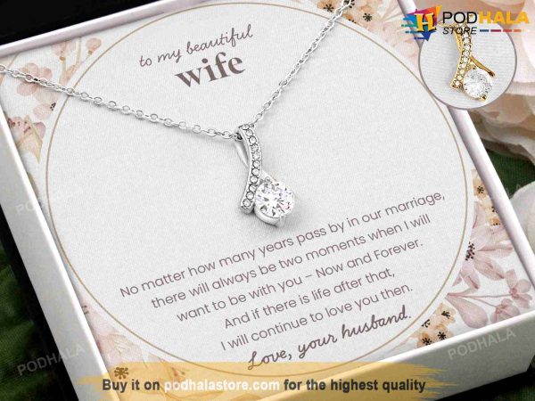 To My Beautiful Wife Necklace with Message Card, Best Valentine Gift For Wife