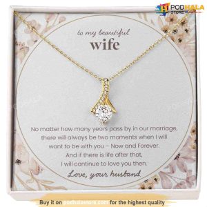 To My Beautiful Wife Necklace With Message Card Best Valentine Gift For Wife 2