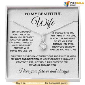 To My Beautiful Wife Valentines Day Necklace, Romantic Gifts For Valentines Day