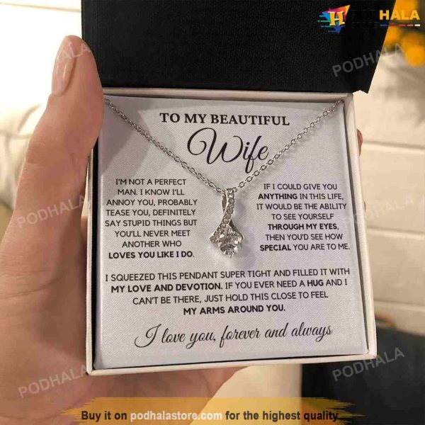 To My Beautiful Wife Valentines Day Necklace, Romantic Gifts For Valentines Day