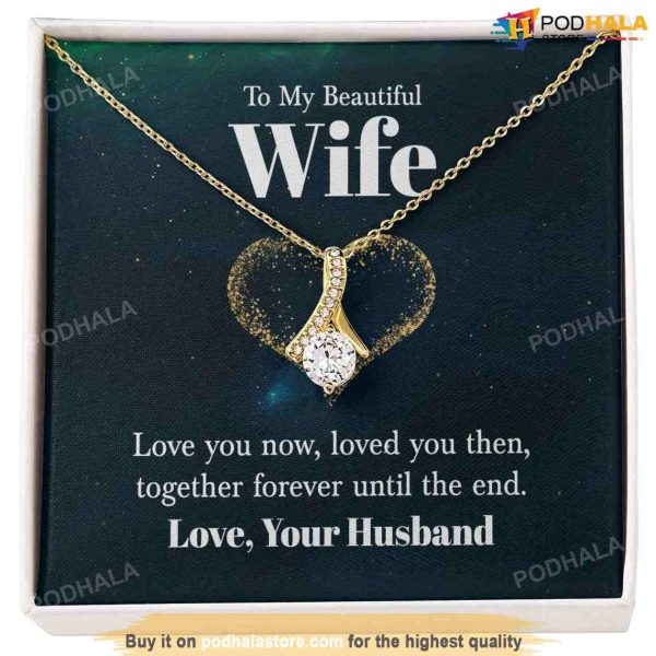 To My Beautiful Wife Valentines Necklace, Valentines Day Gift For Wife From Husband