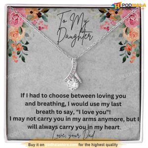 To My Daughter Necklace with Card, Valentines Gift For Daughter From Dad