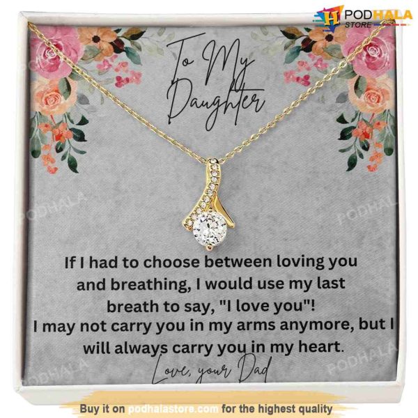To My Daughter Necklace with Card, Valentines Gift For Daughter From Dad