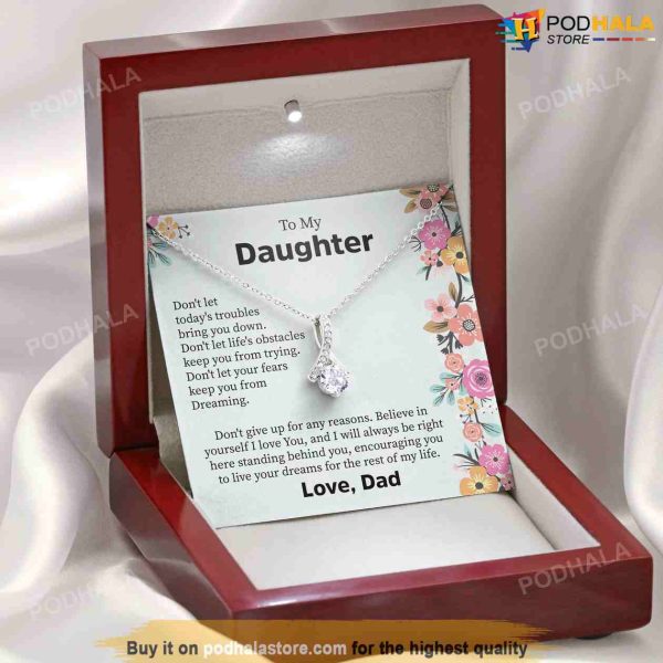 To My Daughter Valentines Necklace For Daughter From Dad With Message Card