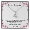 To My Daughter Valentines Necklace Mother to Daughter with Message Card