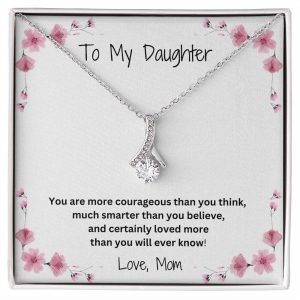 To My Daughter Valentines Necklace Mother to Daughter with Message Card