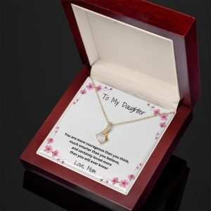 To My Daughter Valentines Necklace Mother to Daughter with Message Card 2