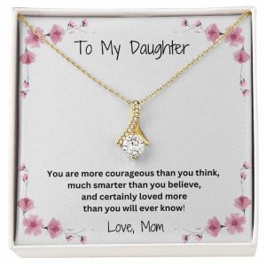 To My Daughter Valentines Necklace Mother to Daughter with Message Card 3