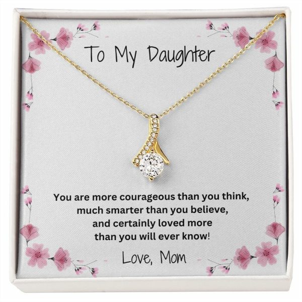 To My Daughter Valentines Necklace Mother to Daughter with Message Card