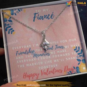 To My Fiance Happy Valentines Day Necklace, Romantic Gifts For Valentines Day