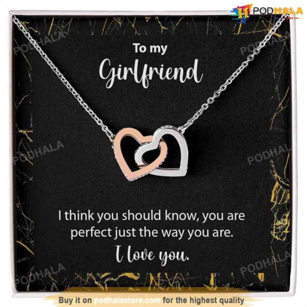 To My Girdfriend Interlocking Hearts Necklace, Valentine Gift For Girlfriend