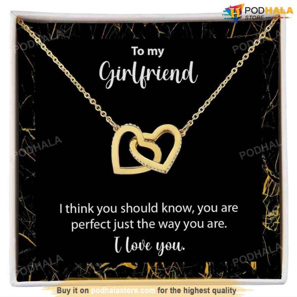 To My Girdfriend Interlocking Hearts Necklace, Valentine Gift For Girlfriend