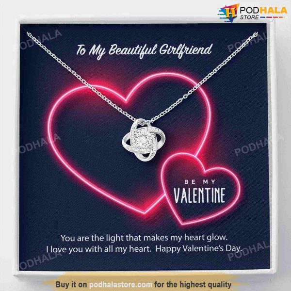 To My Girlfriend Be My Valentine Love Knot Valentines Day Necklace