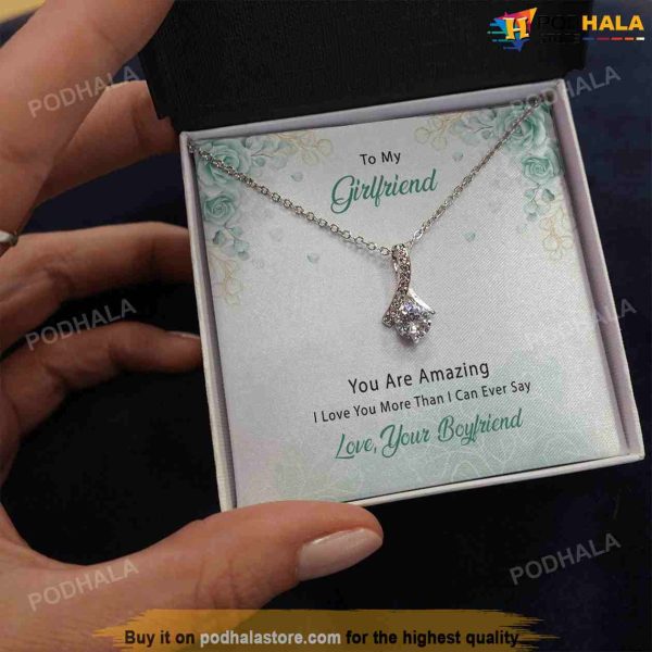 To My Girlfriend Necklace Message Card Anniversary Valentines Day Gift