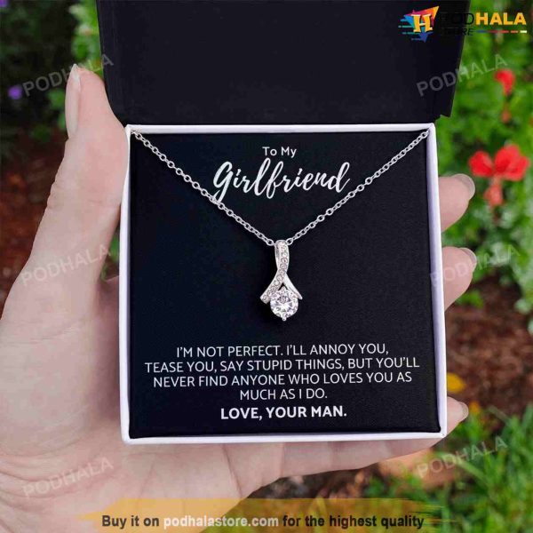 To My Girlfriend Necklace with Message Card, Best Valentine Gift For Girlfriend