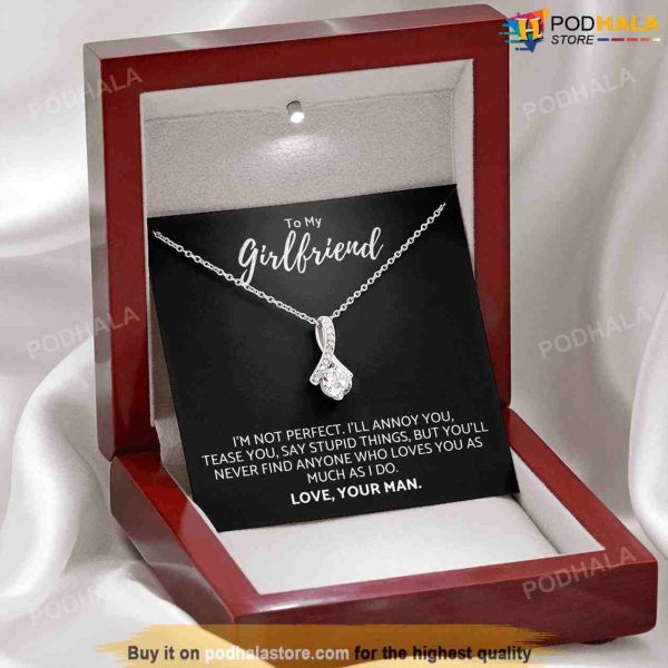 To My Girlfriend Necklace with Message Card, Best Valentine Gift For Girlfriend