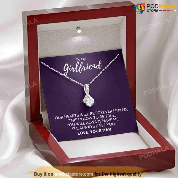 To My Girlfriend Necklace with Message Card, Valentines Day For Girlfriend