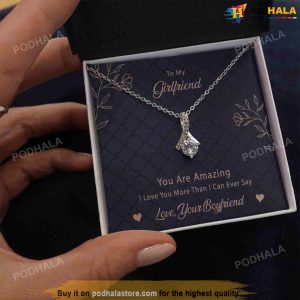 To My Girlfriend Necklace With Message Card Valentines Day Gift For Her
