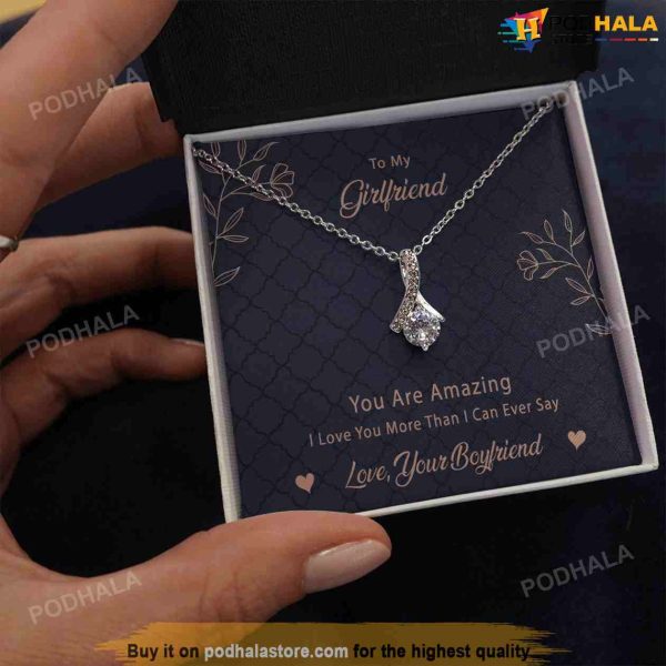 To My Girlfriend Necklace With Message Card Valentines Day Gift For Her