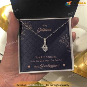 To My Girlfriend Necklace With Message Card Valentines Day Gift For Her 2