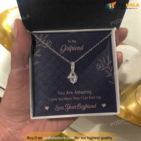 To My Girlfriend Necklace With Message Card Valentines Day Gift For Her