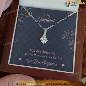 To My Girlfriend Necklace With Message Card Valentines Day Gift For Her 3