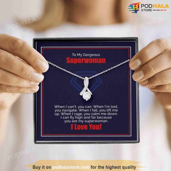 To My Gorgeous Superwoman Valentines Necklace, Best Valentine Gift For Girlfriend