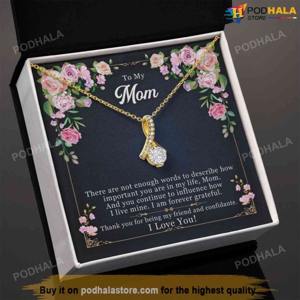 To My Mom Alluring Necklace Forever Grateful  To Mother, Moms Valentine Gift