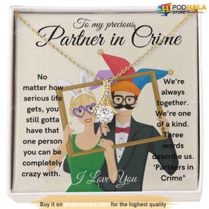 To My Precious Partner In Crime Couples Valentines Day Necklace With Card 2