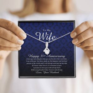 To My Wife Happy 35th Anniversary Valentines Day Necklace with Card 2