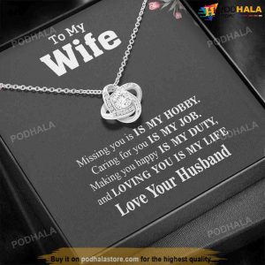 To My Wife Love Knot Necklace with Card, Best Valentine Gift For Wife