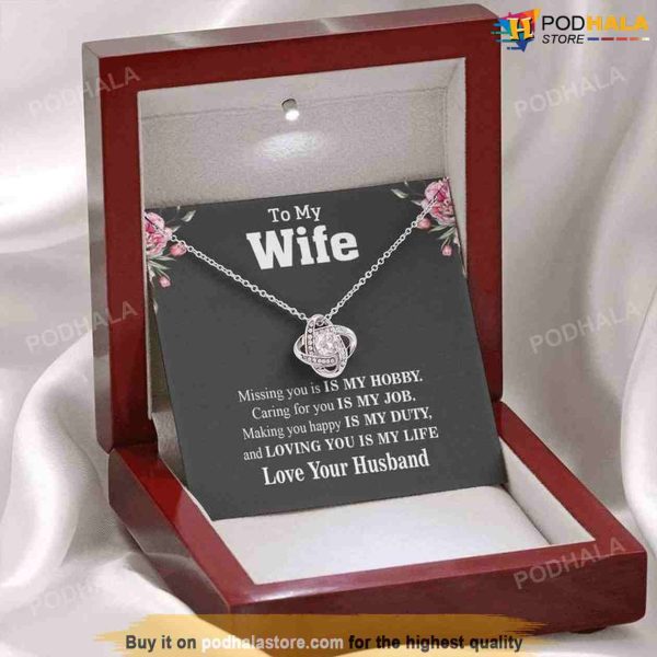 To My Wife Love Knot Necklace with Card, Best Valentine Gift For Wife